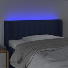 Vidaxl Čelo postele s LED modré 93x16x78/88 cm látka