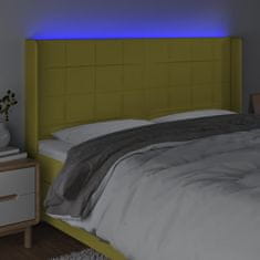 Vidaxl Čelo postele s LED zelené 163x16x118/128 cm látka