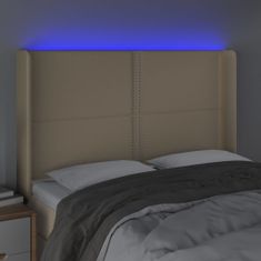 Vidaxl Čelo postele s LED krémové 147x16x118/128 cm látka