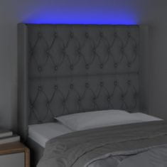 Vidaxl Čelo postele s LED bledosivé 93x16x118/128 cm látka