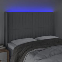 Vidaxl Čelo postele s LED bledosivé 147x16x118/128 cm látka