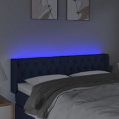 Vidaxl Čelo postele s LED modré 163x16x78/88 cm látka