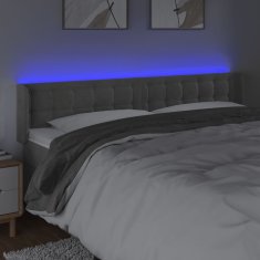 Vidaxl Čelo postele s LED bledosivé 163x16x78/88 cm zamat