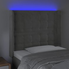 Vidaxl Čelo postele s LED bledosivé 93x16x118/128 cm zamat