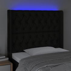 Vidaxl Čelo postele s LED čierne 103x16x118/128 cm látka