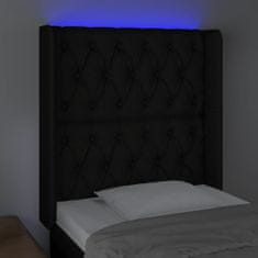 Vidaxl Čelo postele s LED čierne 83x16x118/128 cm látka