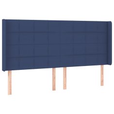 Vidaxl Čelo postele s LED modré 203x16x118/128 cm látka