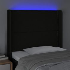 Vidaxl Čelo postele s LED čierne 93x16x118/128 cm látka