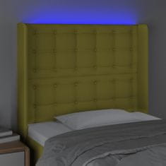 Vidaxl Čelo postele s LED zelené 93x16x118/128 cm látka