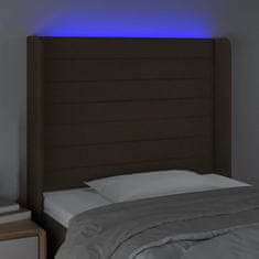 Vidaxl Čelo postele s LED tmavohendé 83x16x118/128 cm látka