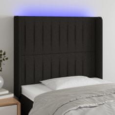 Vidaxl Čelo postele s LED čierne 83x16x118/128 cm látka