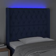 Vidaxl Čelo postele s LED modré 93x16x118/128 cm látka