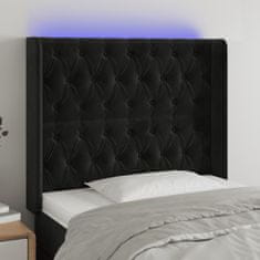 Vidaxl Čelo postele s LED čierne 103x16x118/128 cm zamat