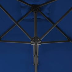 Vidaxl Vonkajší slnečník s oceľovou tyčou, modrý 250x250x230 cm