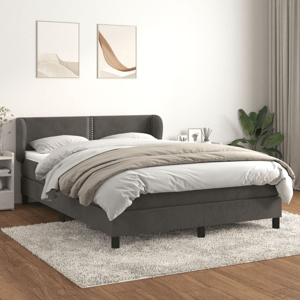 Petromila vidaXL Posteľný rám boxspring s matracom tmavosivý 140x190 cm zamat