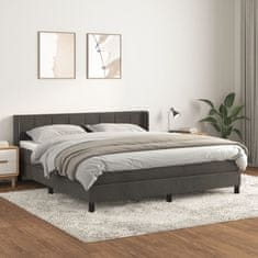 shumee Posteľný rám boxspring s matracom tmavosivý 160x200 cm zamat