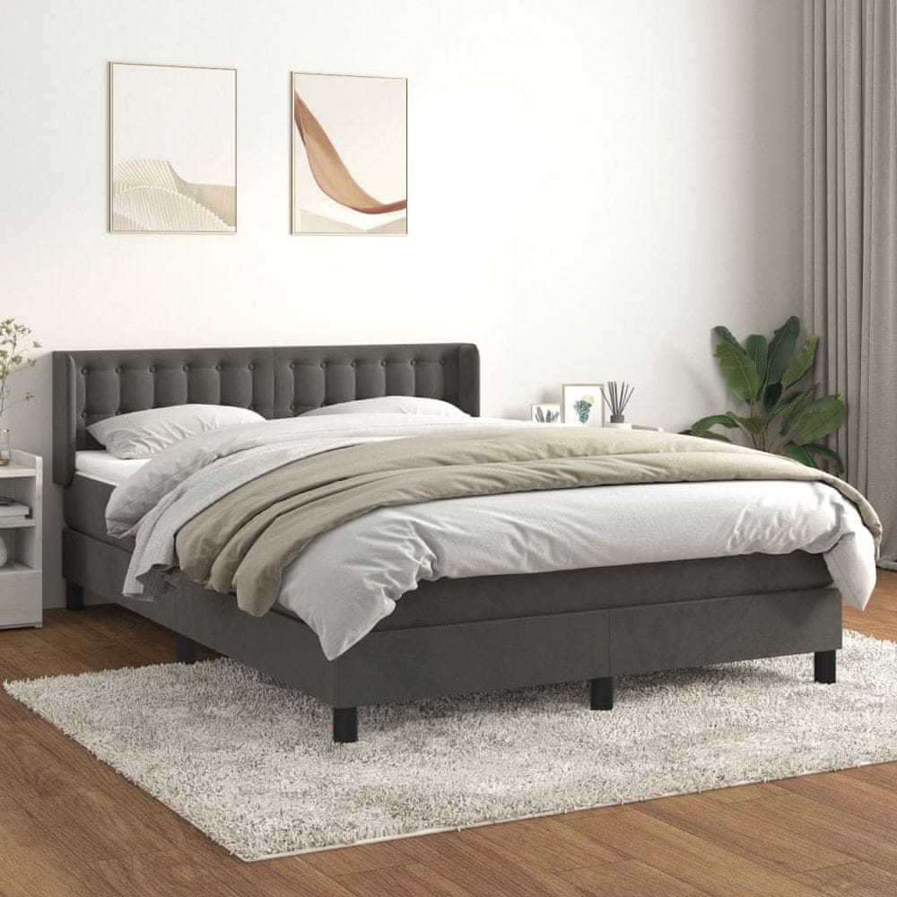 Petromila vidaXL Posteľný rám boxspring s matracom tmavosivý 140x200 cm zamat