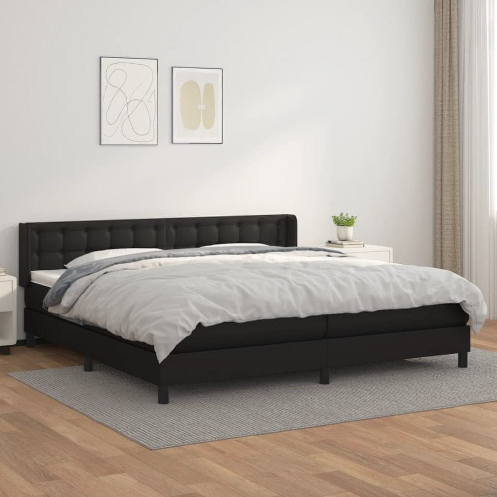 shumee Boxspring posteľ s matracom čierna 200x200 cm umelá koža