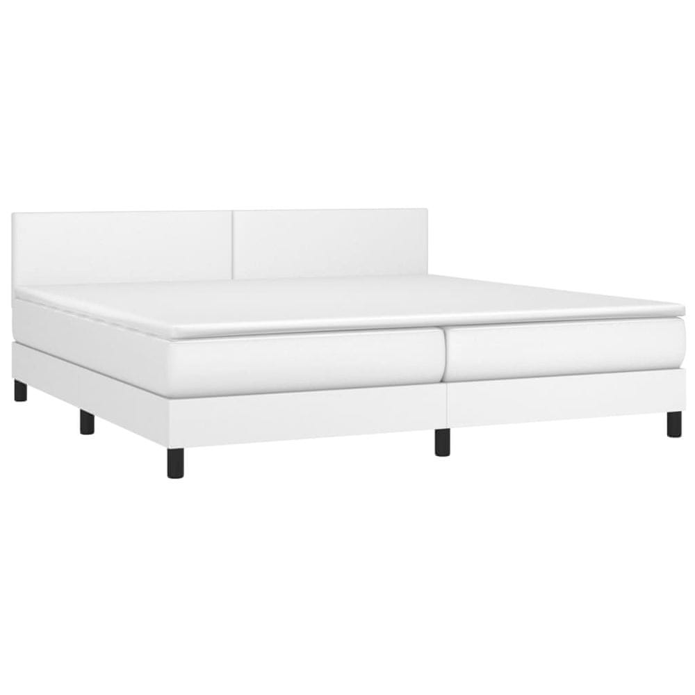 Vidaxl Boxspring posteľ s matracom biela 200x200 cm umelá koža