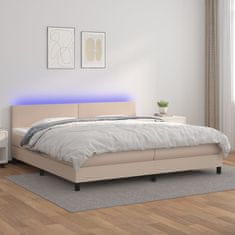 Petromila vidaXL Boxspring posteľ matrac a LED kapučínová 200x200 cm umelá koža