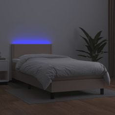 Petromila vidaXL Boxspring posteľ matrac a LED kapučínová 90x200 cm umelá koža