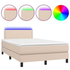Petromila vidaXL Boxspring posteľ matrac a LED kapučínová 120x200 cm umelá koža
