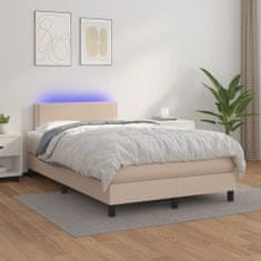 Petromila vidaXL Boxspring posteľ matrac a LED kapučínová 120x200 cm umelá koža