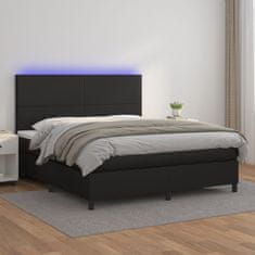 Petromila vidaXL Boxspring posteľ s matracom a LED čierna 180x200 cm umelá koža