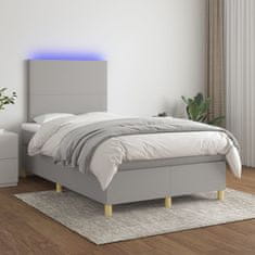 Petromila vidaXL Boxspring posteľ s matracom a LED, svetlosivá 120x190 cm, látka