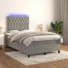 Petromila vidaXL Boxspring posteľ s matracom a LED, svetlosivá 120x190 cm, látka