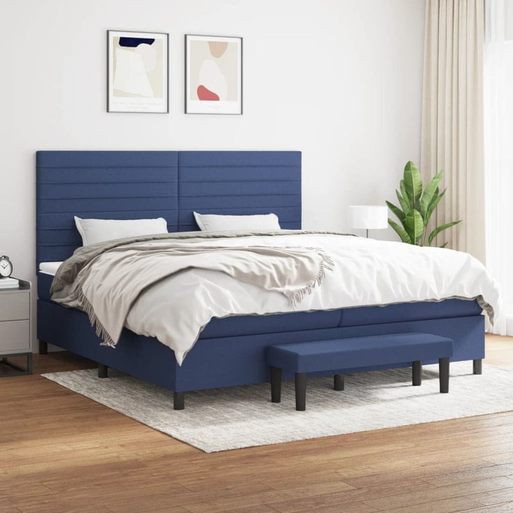 Petromila vidaXL Boxspring posteľ s matracom modrá 200x200 cm látka