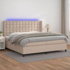 Petromila vidaXL Boxspring posteľ matrac a LED kapučínová 200x200 cm umelá koža