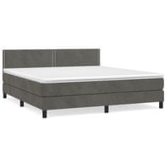 shumee Posteľný rám boxspring s matracom tmavosivý 160x200 cm zamat