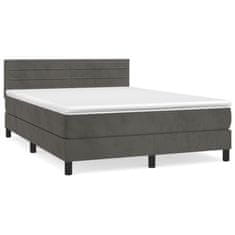 shumee Posteľný rám boxspring s matracom tmavosivý 140x200 cm zamat