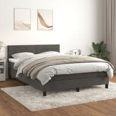 shumee Posteľný rám boxspring s matracom tmavosivý 140x200 cm zamat