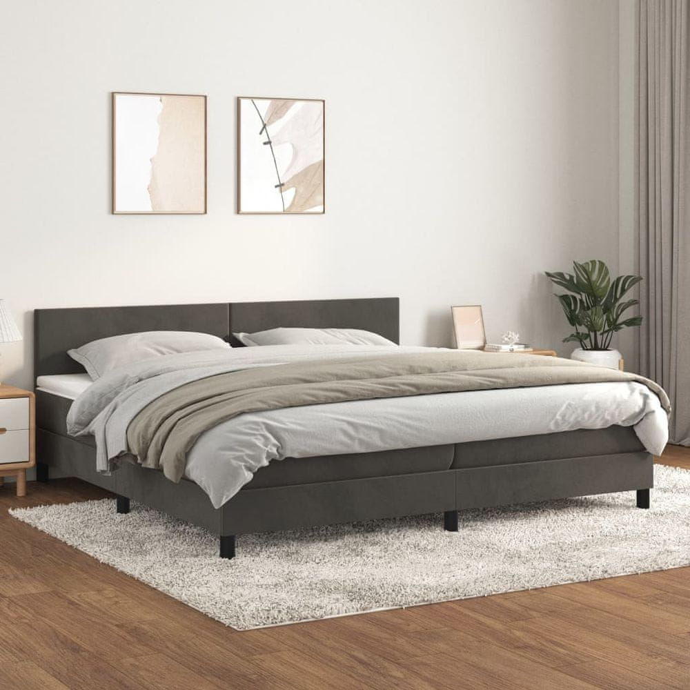 Petromila vidaXL Posteľný rám boxspring s matracom tmavosivý 200x200 cm zamat