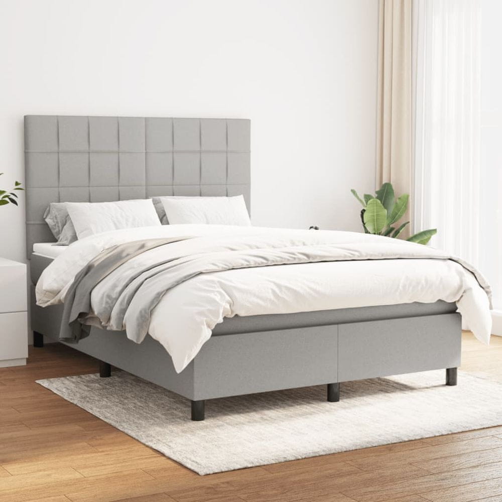 Petromila vidaXL Boxspring posteľ s matracom bledosivá 140x200 cm látka