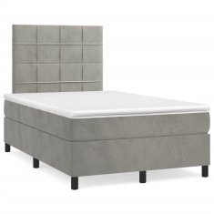 shumee Boxspring posteľ s matracom bledosivá 120x190 cm zamat