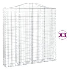 Vidaxl Oblúkový gabionový kôš 3 ks 200x30x200/220cm pozinkované železo