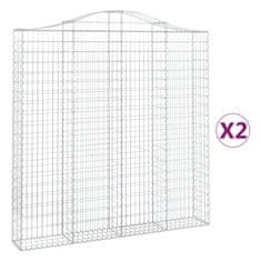 Vidaxl Oblúkový gabionový kôš 2 ks 200x30x200/220cm pozinkované železo