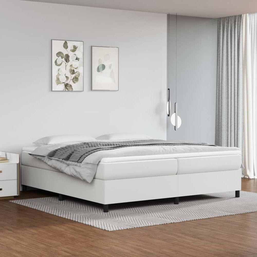 Vidaxl Boxspring posteľ s matracom biela 200x200 cm umelá koža