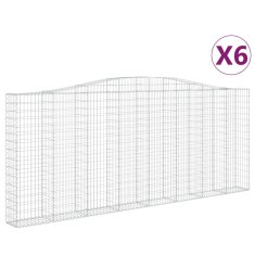 Vidaxl Oblúkové gabiónové koše 6ks 400x30x160/180cm pozinkované železo