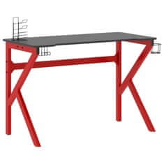 Vidaxl Herný stôl s nohami v tvare K čierny a červený 110x60x75 cm