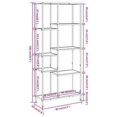 Vidaxl Knižnica 80x30x180 cm oceľ a sprac. drevo