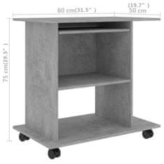 Vidaxl PC stôl betónový sivý 80x50x75 cm drevotrieska