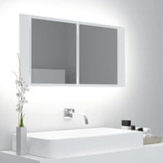 Petromila vidaXL LED kúpeľňová zrkadlová skrinka biela 90x12x45 cm akryl