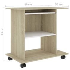 Vidaxl PC stôl biela a farba dubu sonoma 80x50x75 cm drevotrieska