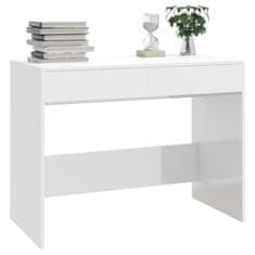 Petromila vidaXL Stôl lesklý biely 101x50x76,5 cm drevotrieska
