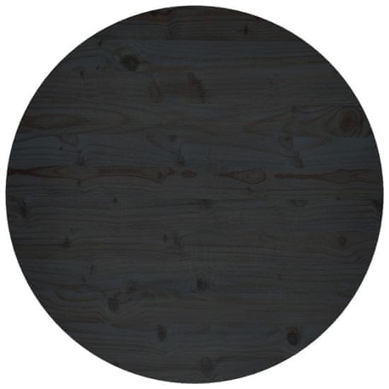Vidaxl Stolová doska, čierna, Ø80x2,5 cm, masívne borovicové drevo