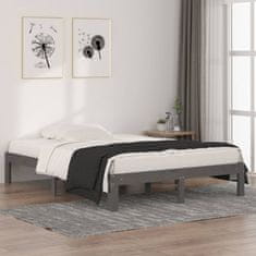 Vidaxl Rám postele, sivý, masívne drevo, 135x190 cm, 4FT6, dvojlôžková posteľ